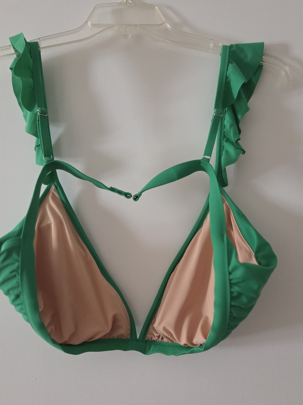 J.Crew 3x Green Ruffled Strap Triangle Bikini Top - Picture 2 of 6